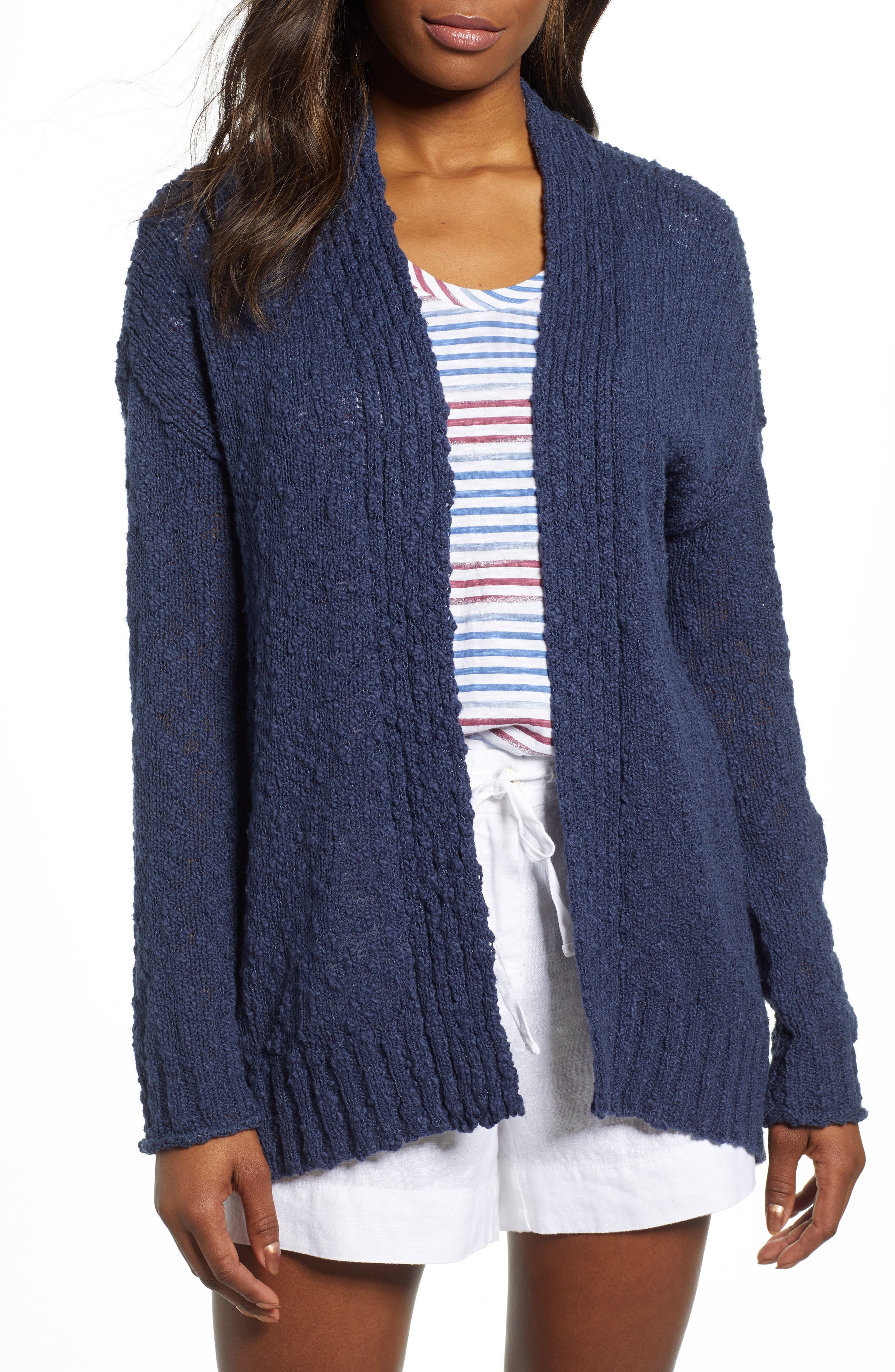Petite Caslon Easy Open Cardigan, Blue