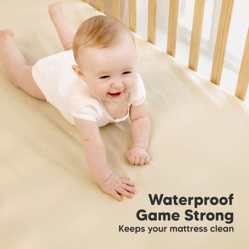 Keababies 2-pack Soothe [protect+] Waterproof Mini Crib Sheets In Macadamia