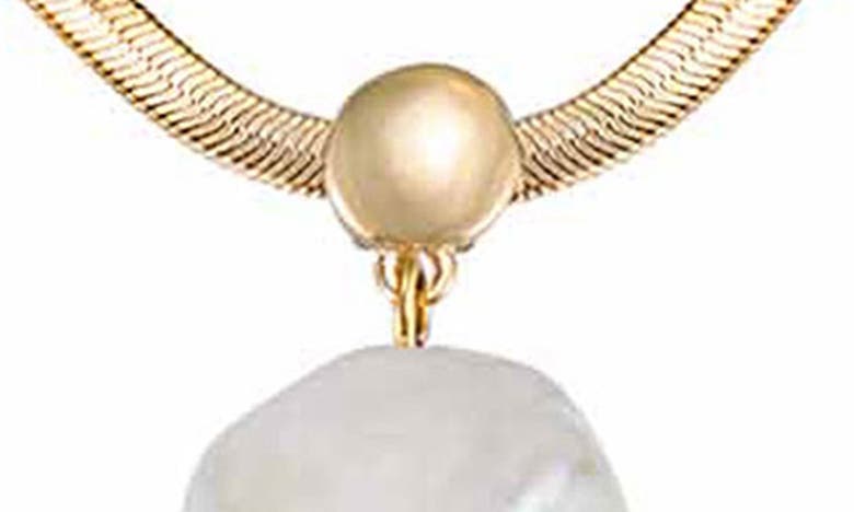 Ettika Baroque Pearl Pendant Snake Chain Necklace In 18k Gold Plated, 16 In Gold