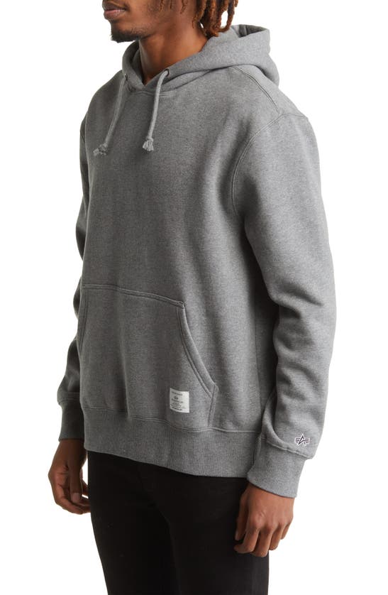 Shop Alpha Industries Essential Hoodie Sweatshirt In Medium Charcoal Heather