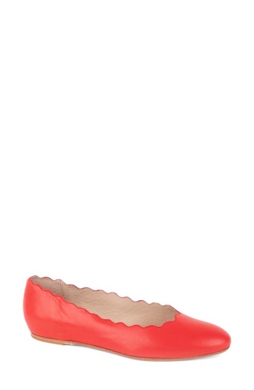 Palm Beach Scalloped Ballet Flat in Red