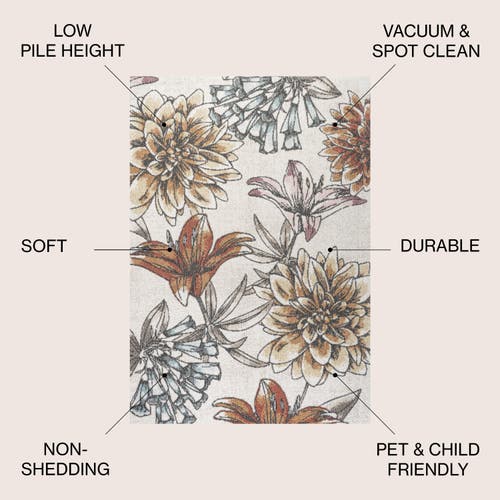 Jonathan Y Giglio Modern Botanical Flower Area Rug In Orange/blue/cream