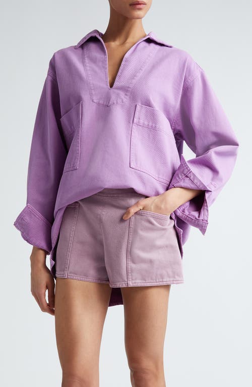 Max Mara Loretta Long Sleeve Cotton Top Mauve at Nordstrom,