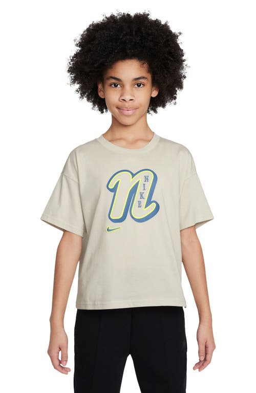 Shop Nike Kids' Sportswear Cotton Graphic T-shirt In Light Bone