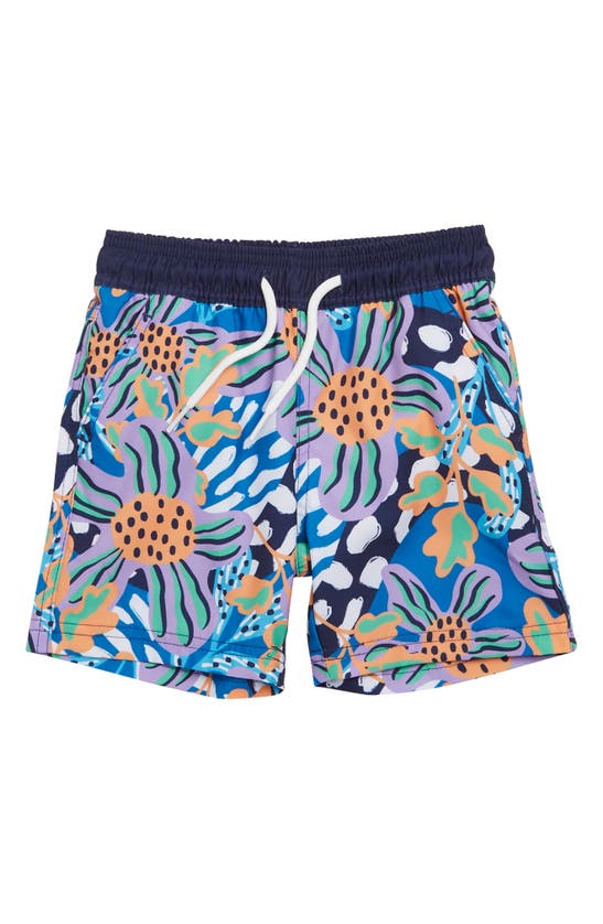 Sovereign Code Kids' Bali Swim Trunks In Jungle/ Atlantic Blue