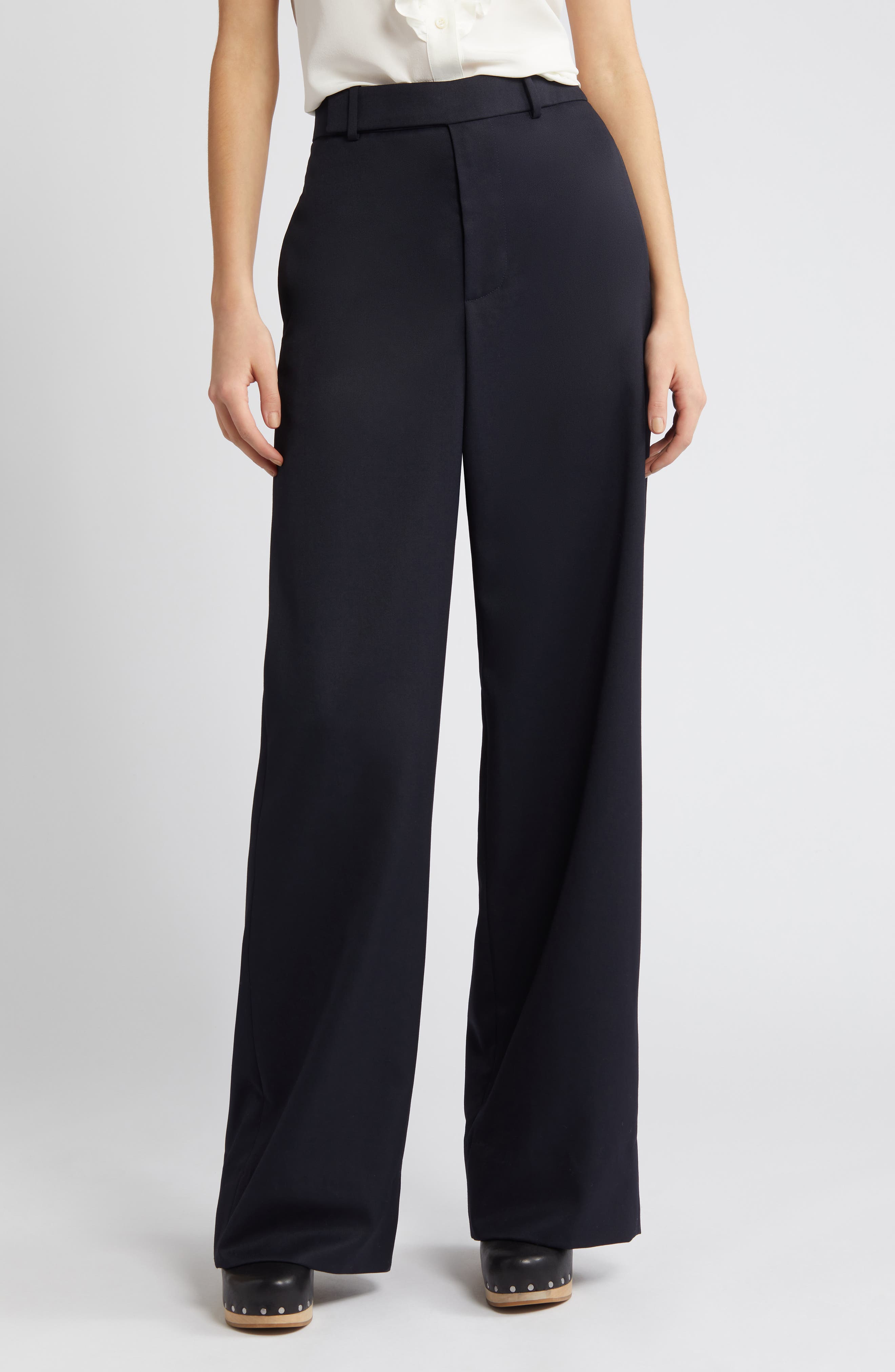 Bridal straight wool-blend pants