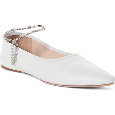 Miu Miu Crystal Anklet Flat, White
