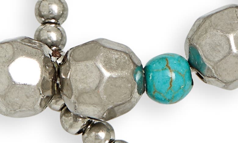 Shop Melrose And Market 2-pack Beaded Stretch Bracelets In Turquoise- Rhodium