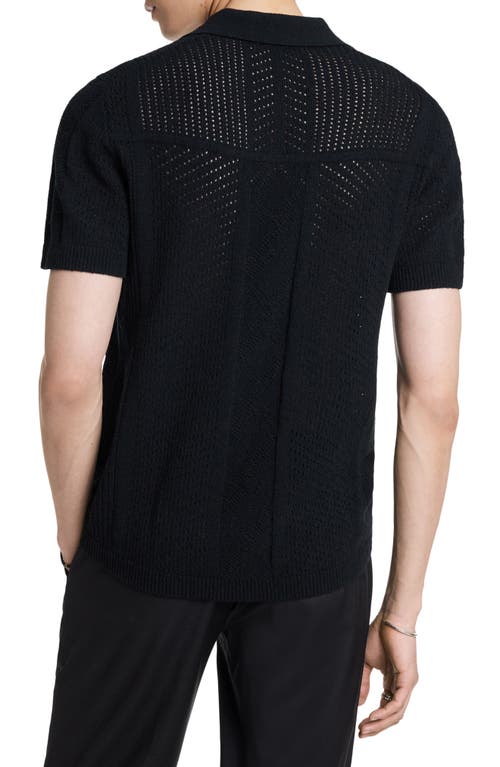 Shop John Varvatos Theo Pointelle Polo Sweater In Black