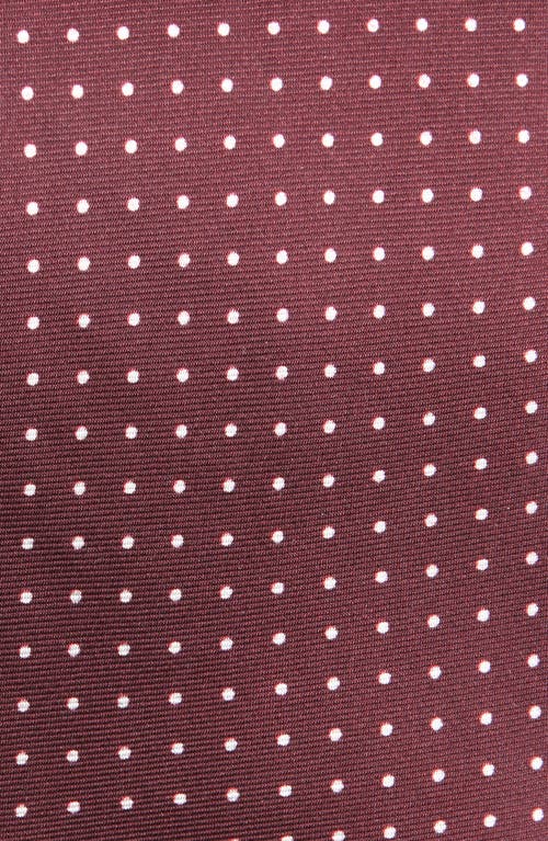 Clifton Wilson Polka Dot Silk Tie In Maroon