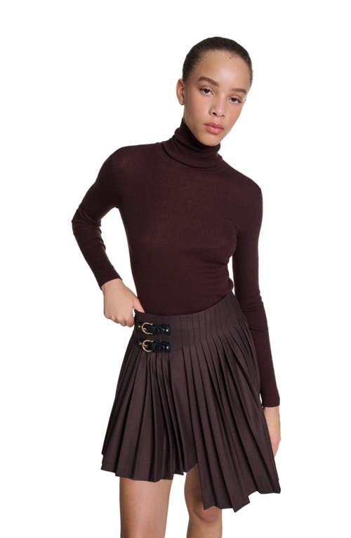 Maje Wool-silk Sweater In Brown
