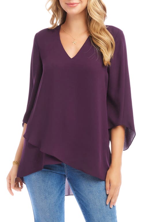 Karen Kane Asymmetrical Crepe Top In Eggplant