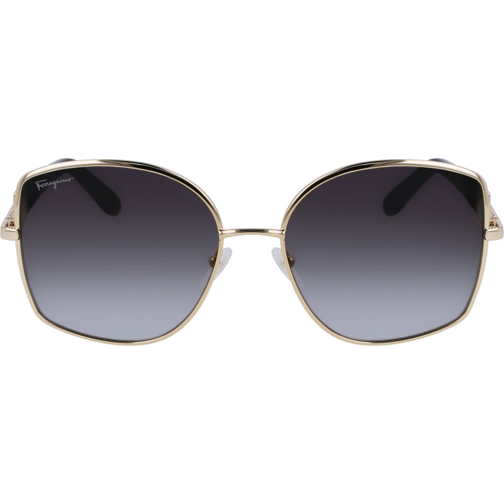Ferragamo Gancini 57mm Gradient Oval Sunglasses In Black