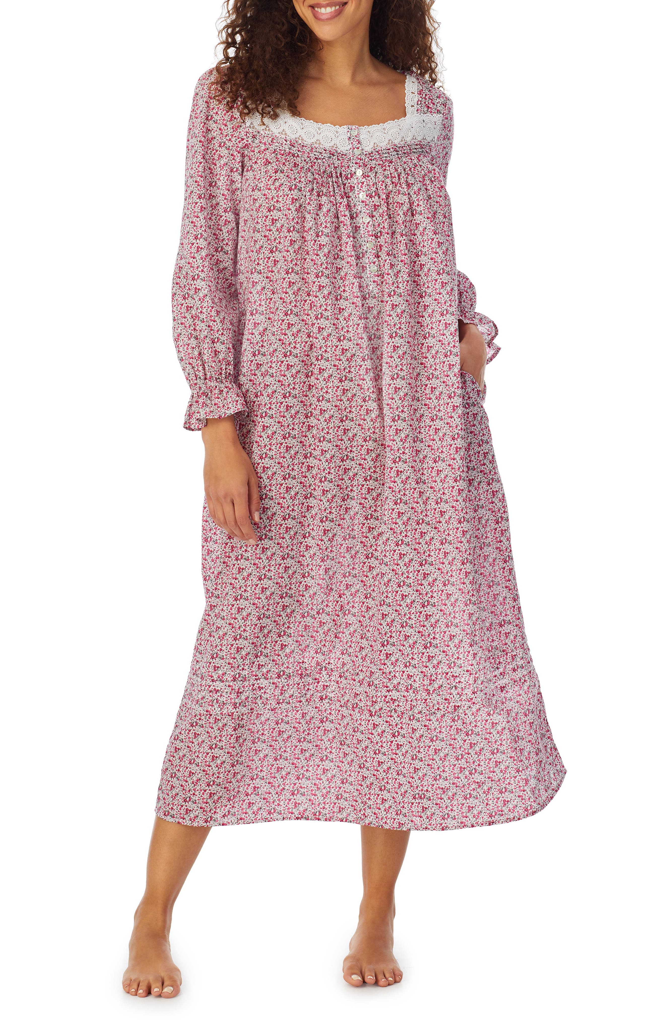 Ladies Cotton Blend Floral Print Lightweight knee Length Nightie Nightdress Size Clothing Womens Clothing Pyjamas & Robes Night Gowns & Tops 