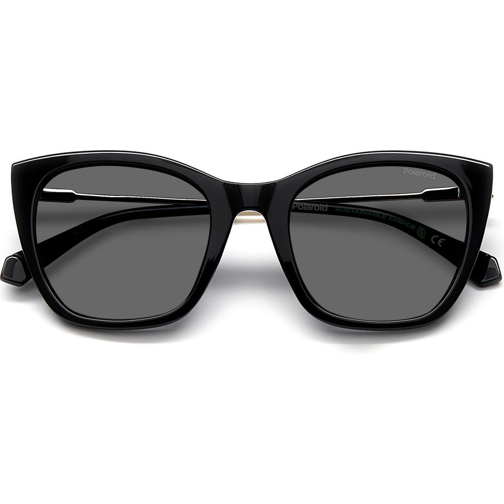 Polaroid 52mm Polarized Cat Eye Sunglasses In Black