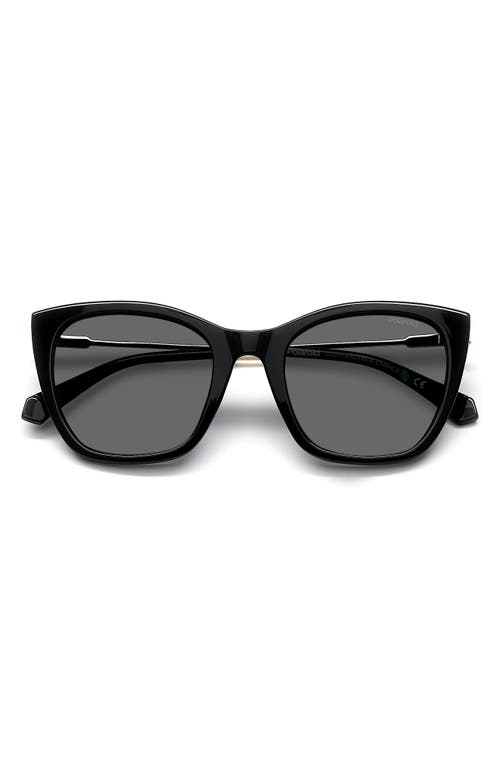 52mm Polarized Cat Eye Sunglasses in Black/Gray Polar