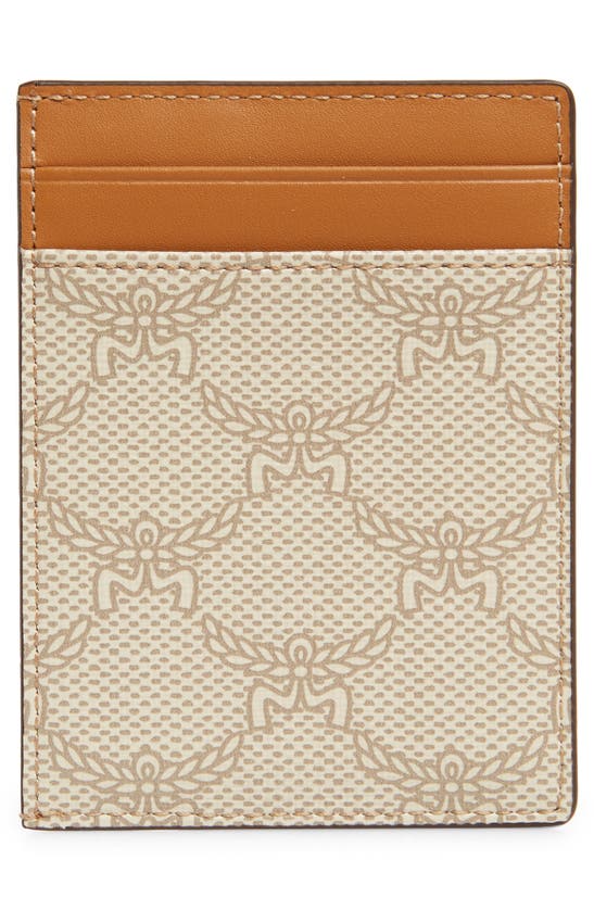 Shop Mcm Small Himmel Lauretos Coated Canvas Card Case In Oatmeal