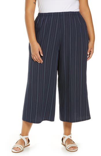 Vince Variegated Stripe Culottes In Gray