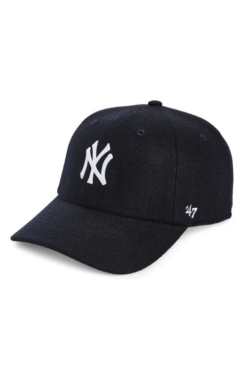 Shop Sporty And Rich Sporty & Rich Yankees Wool Adjustable Baseball Cap In Navy