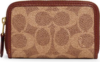 Coach Outlet Micro Wallet In Signature Canvas in Brown