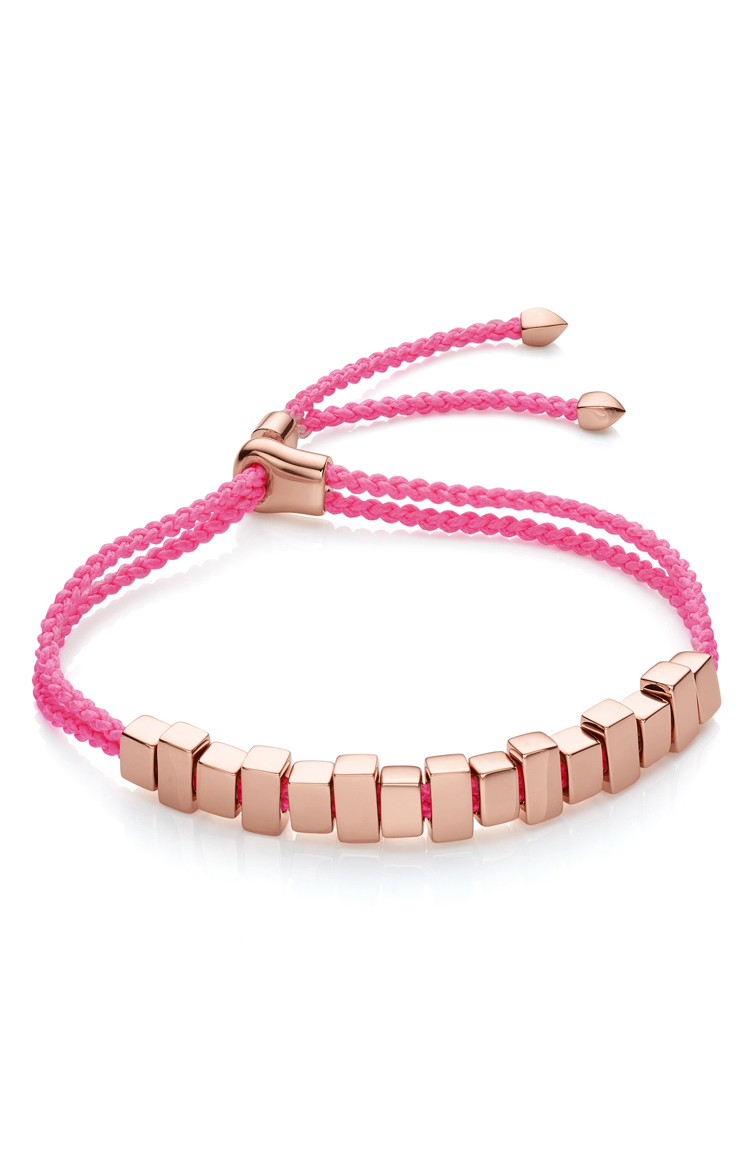 Monica Vinader Linear Ingot Friendship Bracelet In Rose Gold/ Fpk
