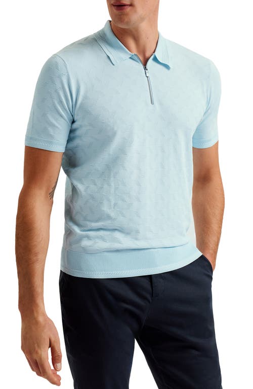 Palton Textured Sweater Polo in Pale Blue