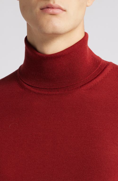 Shop Hugo Boss Boss Musso Virgin Wool Turtleneck Sweater In Medium Red