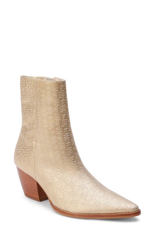 Caty Western Pointed Toe Bootie in Gold Weave