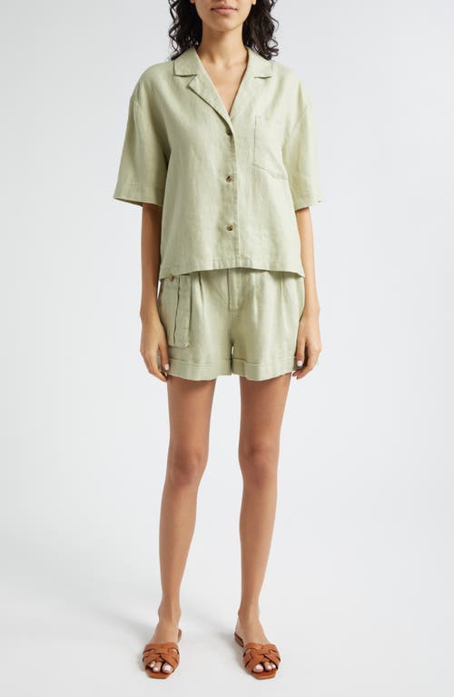 Shop Atm Anthony Thomas Melillo Heavyweight Linen Camp Shirt In Morning Mist