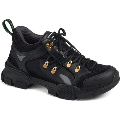 Gucci Leather And Canvas Sneaker, Black