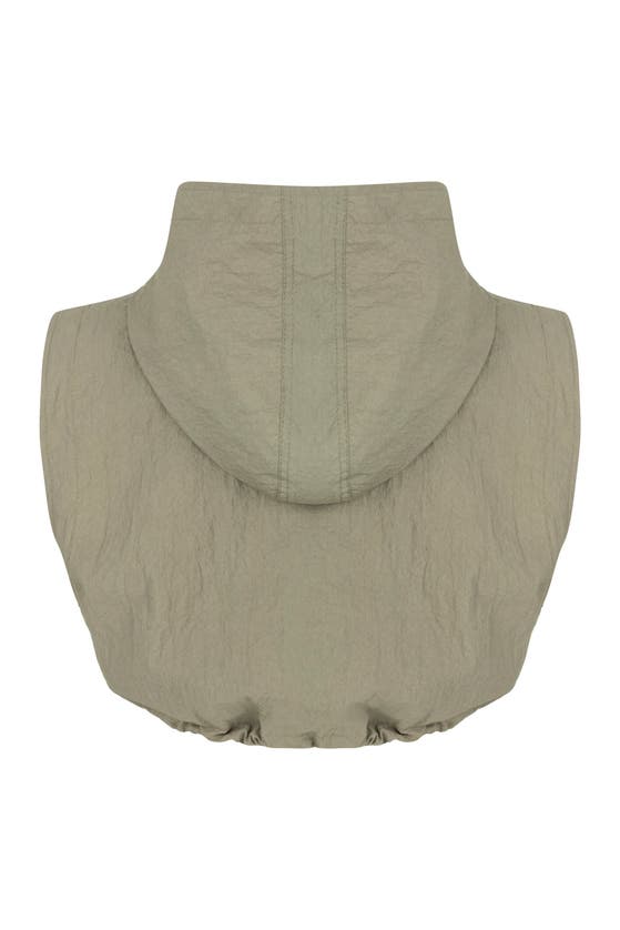 Shop Nocturne Ruffled Hooded Vest In Dark Beige