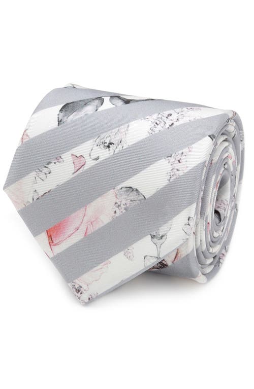 Cufflinks, Inc. Painted Floral Stripe Silk Tie in Grey at Nordstrom, Size Regular