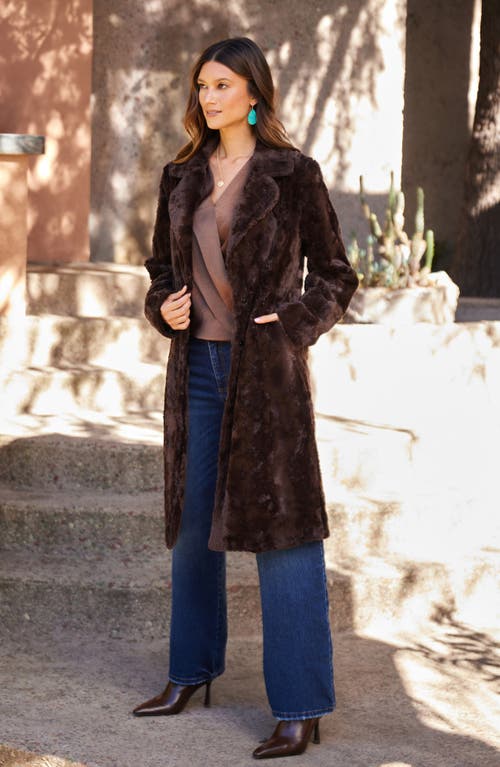 Shop Karen Kane Faux Fur Coat In Brown