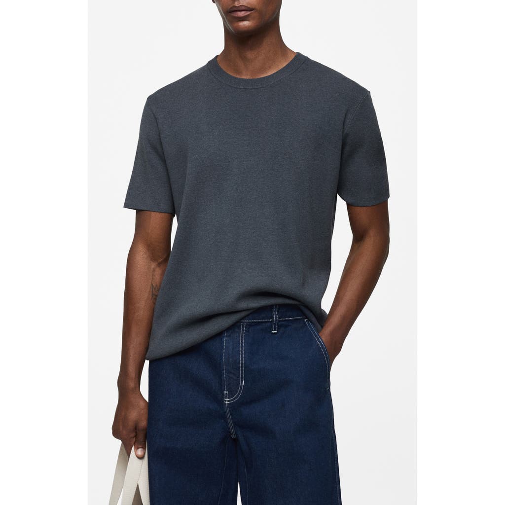 Mango Basic Cotton Blend T-shirt Indigo Blue In Indigo Blue