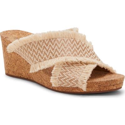 Lucky Brand Khillian Woven Wedge Slide Sandal, Beige