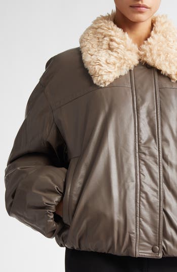 ジャケット STAND STUDIO Brown Synthetic Leather Fran Padded Jacket Stand Studio Brown Synthetic Leather Fran Padded Jacket