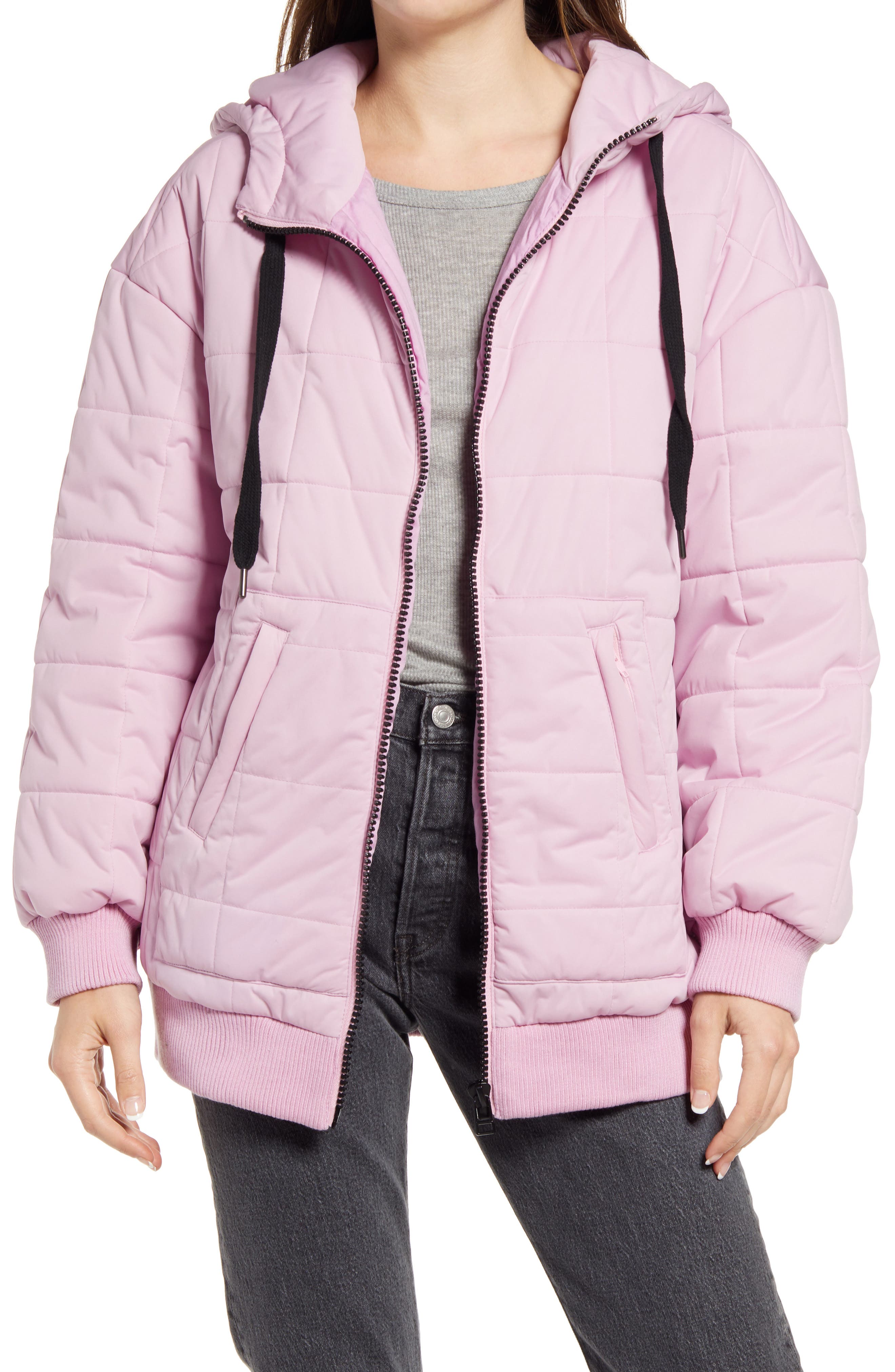 pink winter jacket womens