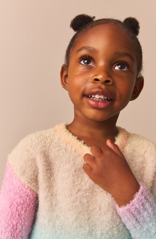 Next Kids' Ombré Stripe Bouclé Long Sleeve Sweater Dress In Pink