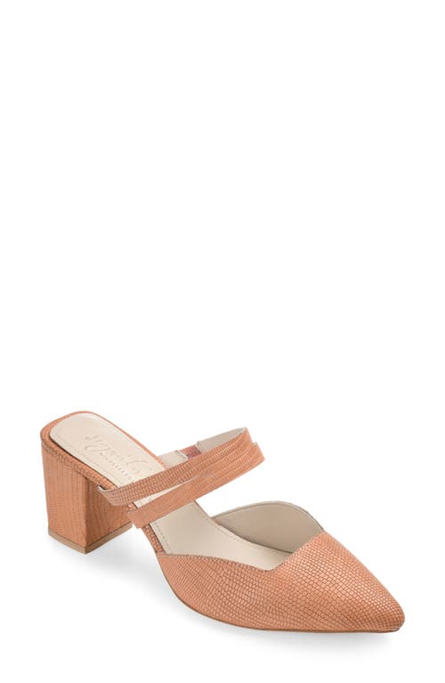 Kaitlynn Lizard Embossed Pointed Toe Pump in Blush Leather