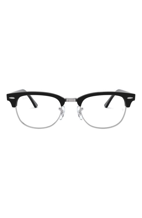 Shop Ray Ban Ray-ban 53mm Square Clubmaster Optical Glasses In Black