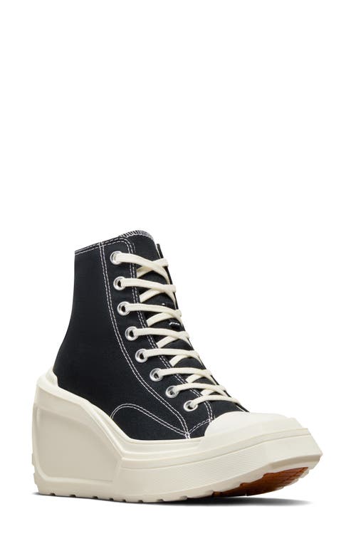 Converse Chuck 70 De Luxe High Top Wedge Sneaker In Black/black/egret