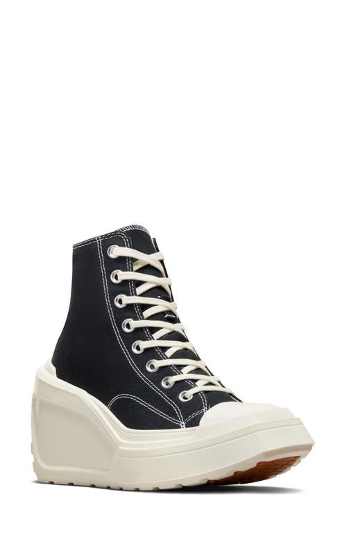 Converse Chuck 70 De Luxe High Top Wedge Trainer In Black/black/egret