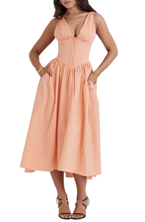 House Of Cb Emmelina Corset Bodice Cocktail Dress In Papaya Punch