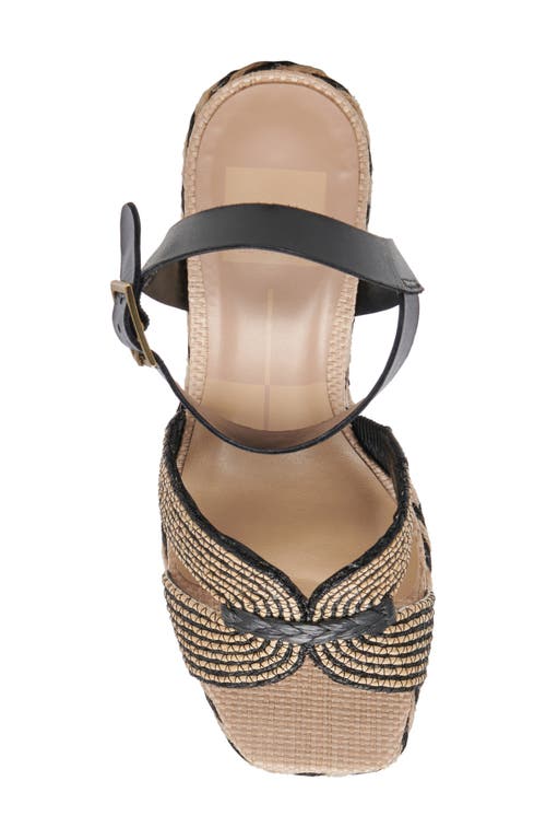 Shop Dolce Vita Cale Woven Raffia Platform Sandal In Black/natural Raffia