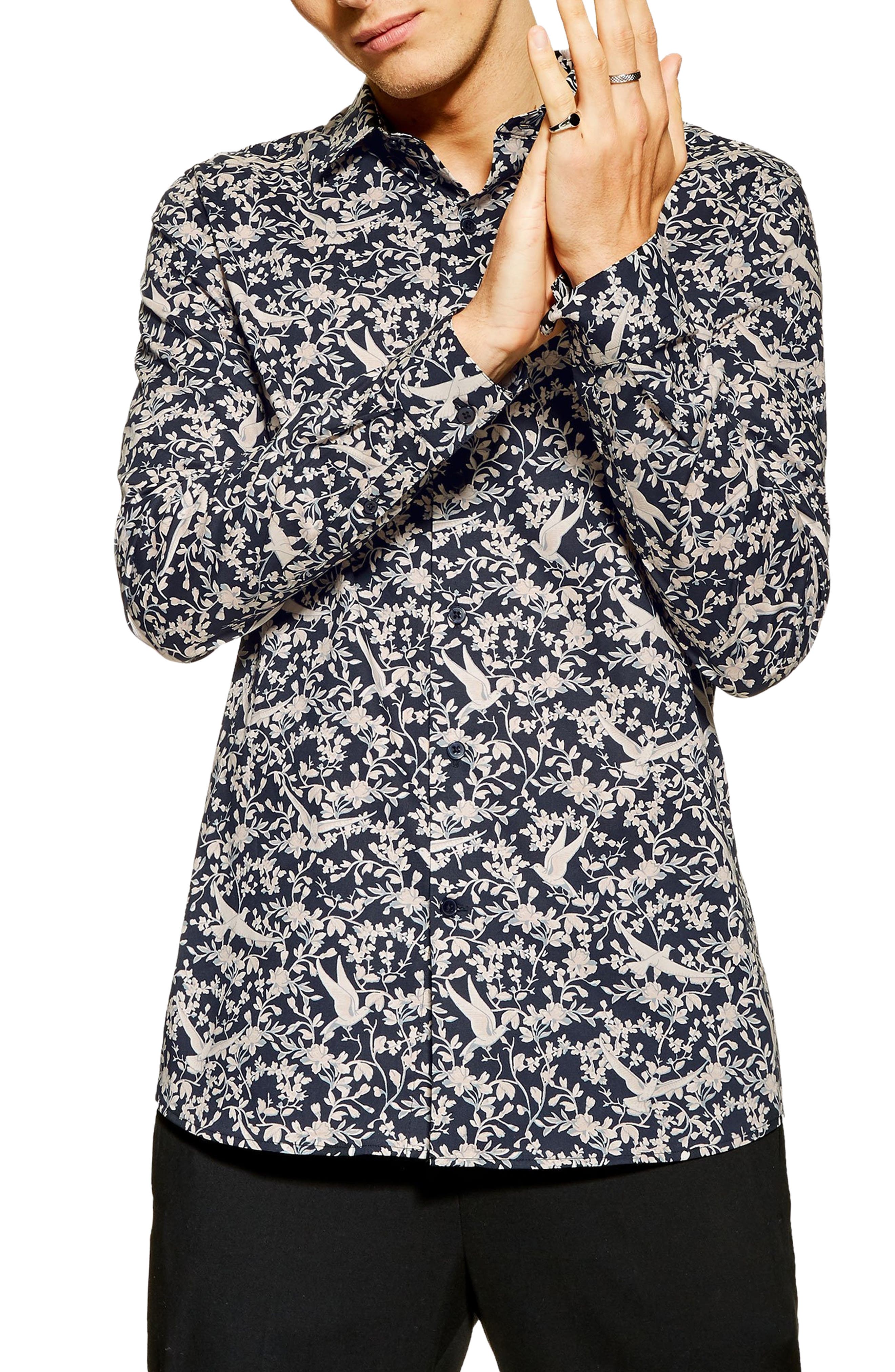 topman stretch skinny fit shirt