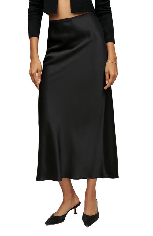 Layla A-Line Silk Skirt in Black