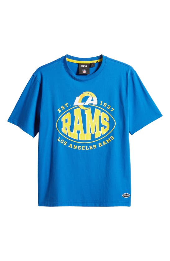 Shop Hugo Boss Boss X Nfl Stretch Cotton Graphic T-shirt In Los Angeles Rams Bright Blue