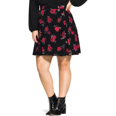 Plus Size City Chic Rosie Posie A-Line Skirt, Pink