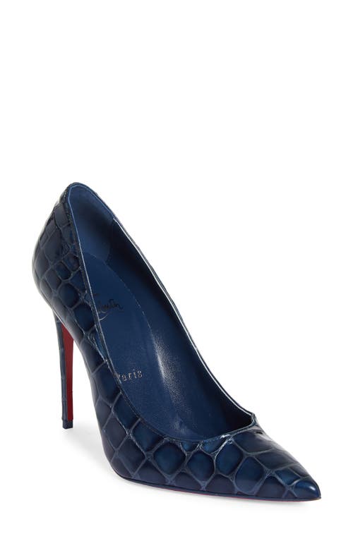 Shop Christian Louboutin Kate Croc Embossed Pointed Toe Pump In Denim/lin Denim