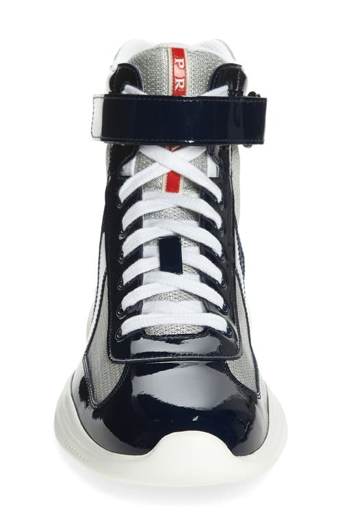 Shop Prada America's Cup Bike High Top Sneaker In Royal/argento